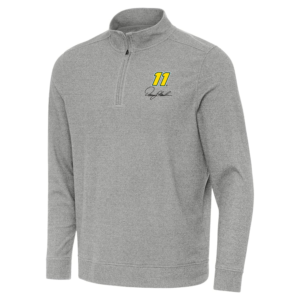  Denny Hamlin Antigua Subtle Quarter-Zip Pullover Top - Heather Gray